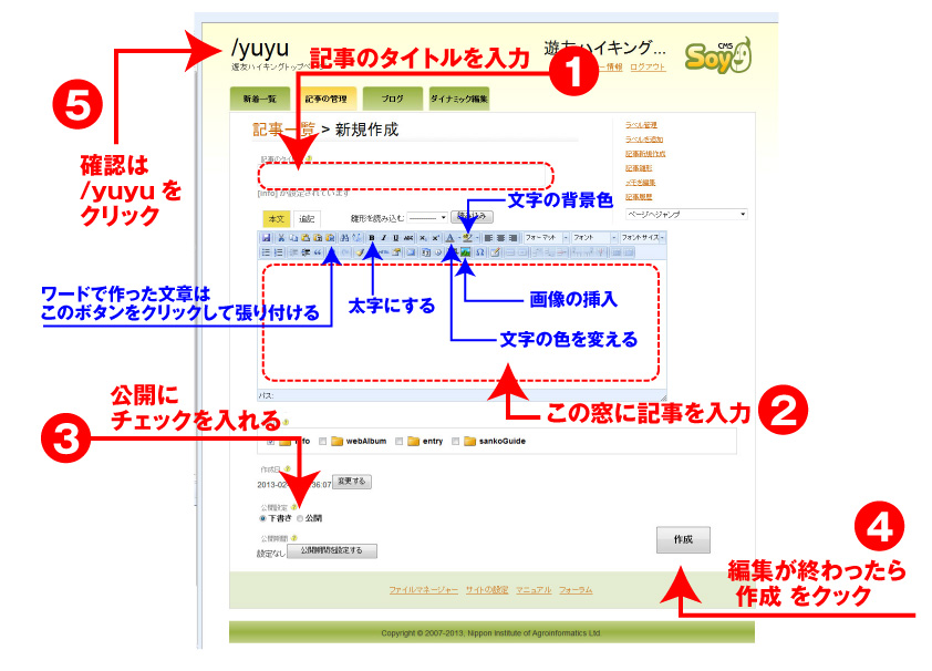 記事の編集画面